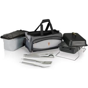 PICNIC TIME ONIVA – a Brand Arizona State Sun Devils – Buccaneer Portable Charcoal Grill & Cooler Tote, (Black with Gray Accents)