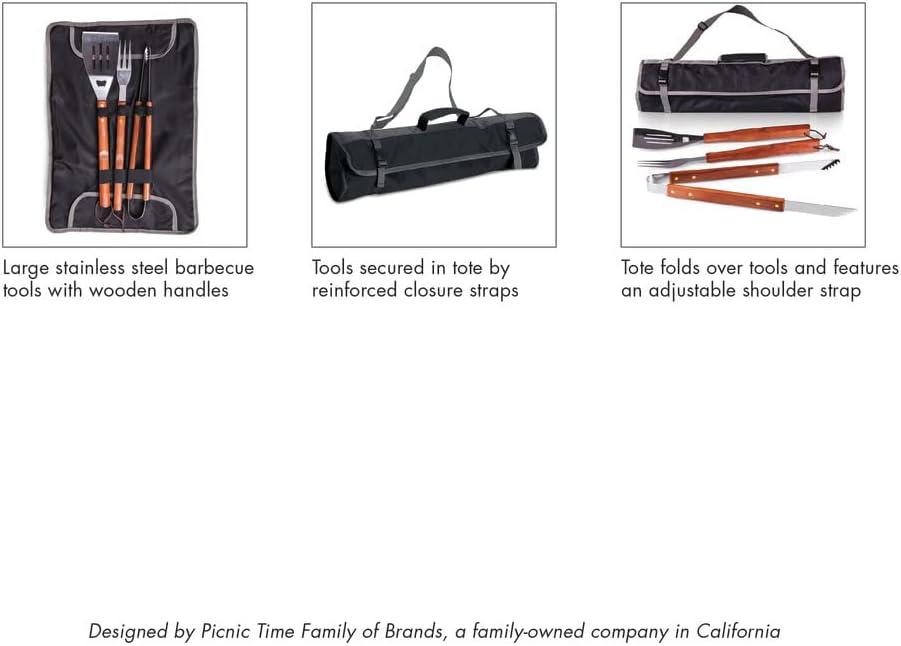image:imagePICNIC TIME NCAA West Point Black Knights 3Piece BBQ Tote amp Grill Accessories Set Outdoor Gril Set with Case BBQ Spatula BBQ Fork and BBQ Tongs Black with Gray Accents