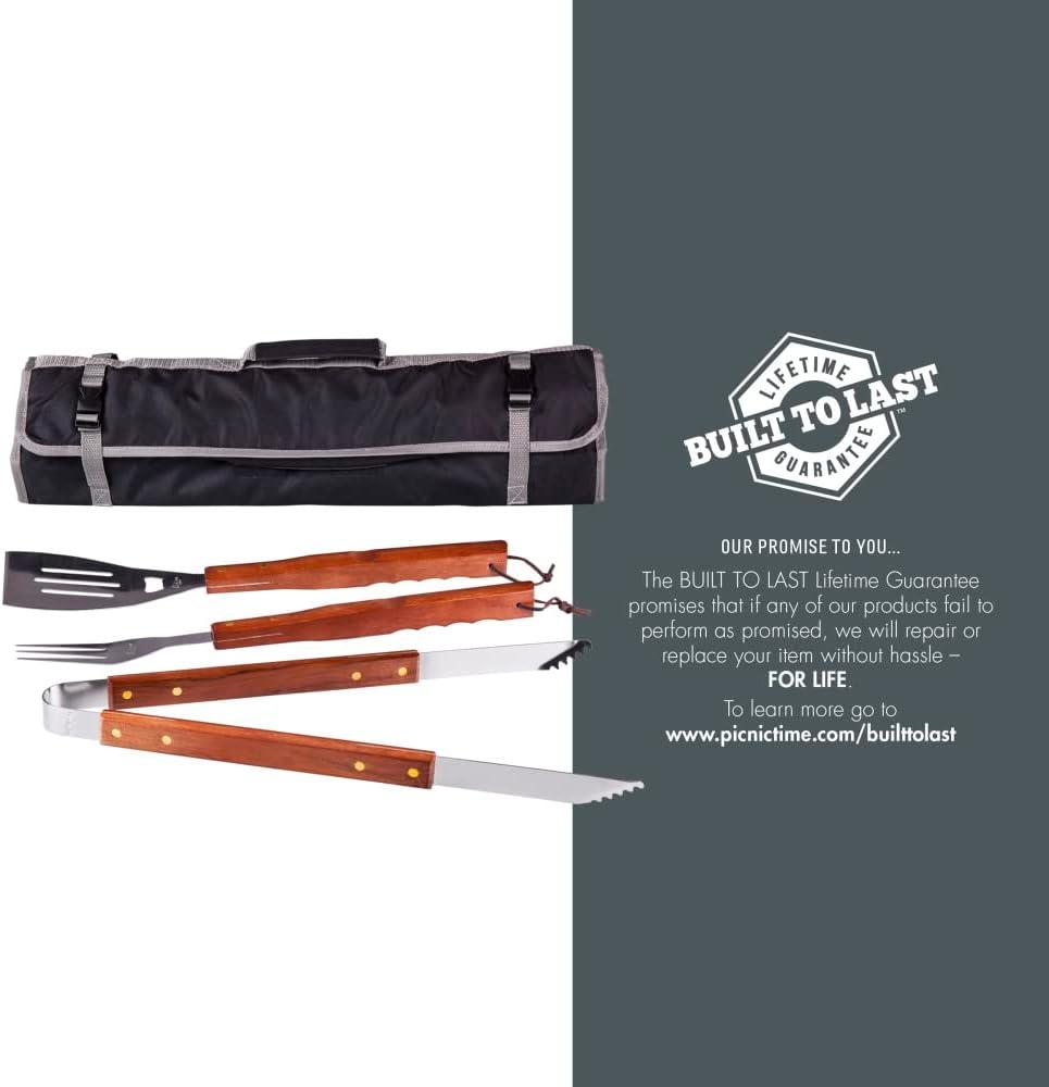 image:imagePICNIC TIME NCAA West Point Black Knights 3Piece BBQ Tote amp Grill Accessories Set Outdoor Gril Set with Case BBQ Spatula BBQ Fork and BBQ Tongs Black with Gray Accents