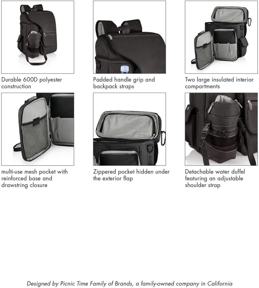image:imagePICNIC TIME NCAA West Point Black Knights Turismo Backpack Cooler with Water Bottle Carrier Soft Cooler Backpack Travel Cooler Bag