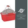 PICNIC TIME NCAA West Point Black Knights Metro Shopping Basket – Insulated Picnic Basket – Collapsible Market Basket – Utility Tote Cooler Bag(Indiana Hoosiers)