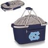 PICNIC TIME NCAA West Point Black Knights Metro Shopping Basket – Insulated Picnic Basket – Collapsible Market Basket – Utility Tote Cooler Bag(North Carolina Tar Heels)