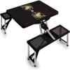 PICNIC TIME NCAA Army Black Knights Folding Picnic Table – Camping Table – Outdoor Table with Umbrella Hole, (Black)