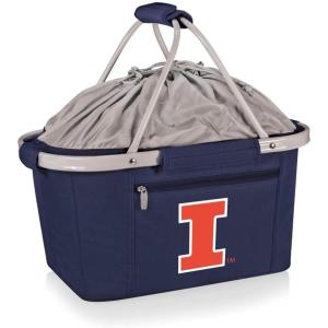 PICNIC TIME NCAA West Point Black Knights Metro Shopping Basket – Insulated Picnic Basket – Collapsible Market Basket – Utility Tote Cooler Bag(Illinois Fighting Illini)
