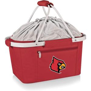 PICNIC TIME NCAA West Point Black Knights Metro Shopping Basket – Insulated Picnic Basket – Collapsible Market Basket – Utility Tote Cooler Bag(Louisville Cardinals)