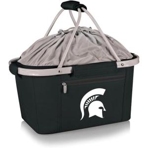 PICNIC TIME NCAA West Point Black Knights Metro Shopping Basket – Insulated Picnic Basket – Collapsible Market Basket – Utility Tote Cooler Bag(Michigan State Spartans)