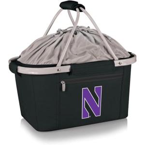 PICNIC TIME NCAA West Point Black Knights Metro Shopping Basket – Insulated Picnic Basket – Collapsible Market Basket – Utility Tote Cooler Bag(Northwestern Wildcats)