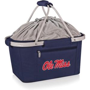 PICNIC TIME NCAA West Point Black Knights Metro Shopping Basket – Insulated Picnic Basket – Collapsible Market Basket – Utility Tote Cooler Bag(Ole miss rebels)