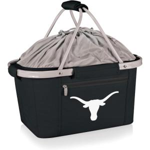 PICNIC TIME NCAA West Point Black Knights Metro Shopping Basket – Insulated Picnic Basket – Collapsible Market Basket – Utility Tote Cooler Bag(Texas Longhorns)