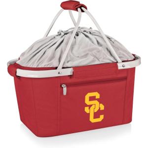 PICNIC TIME NCAA West Point Black Knights Metro Shopping Basket – Insulated Picnic Basket – Collapsible Market Basket – Utility Tote Cooler Bag(USC Trojans)
