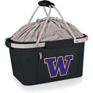 PICNIC TIME NCAA West Point Black Knights Metro Shopping Basket – Insulated Picnic Basket – Collapsible Market Basket – Utility Tote Cooler Bag(Washington Huskies)