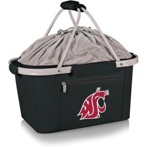 PICNIC TIME NCAA West Point Black Knights Metro Shopping Basket – Insulated Picnic Basket – Collapsible Market Basket – Utility Tote Cooler Bag(Washington State Cougars)