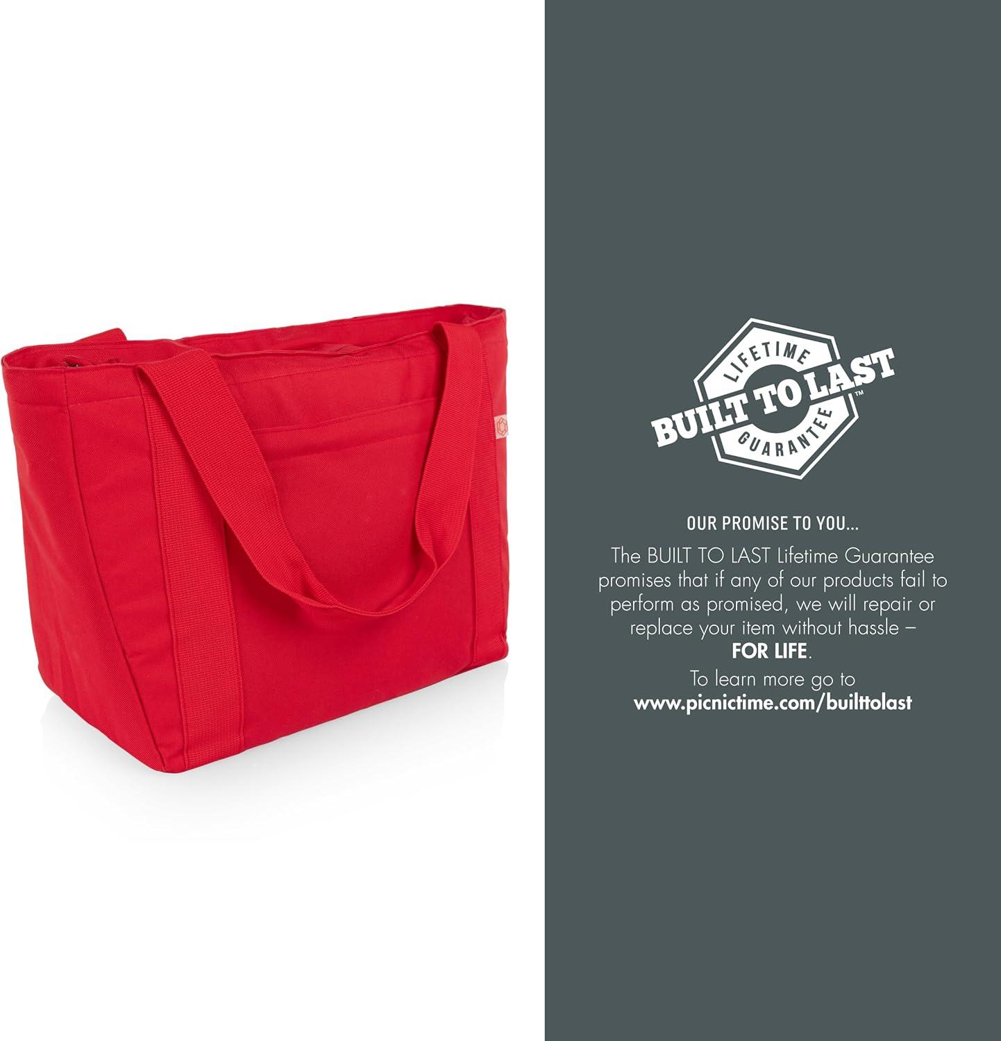 image:imagePICNIC TIME Topanga Cooler 20 Tote Bag Versatile Insulated Cooler Bag with 24Can Capacity Soft Insulated Tote with WaterResistant Interior Liner Long Straps and Exterior Pocket BlackRed