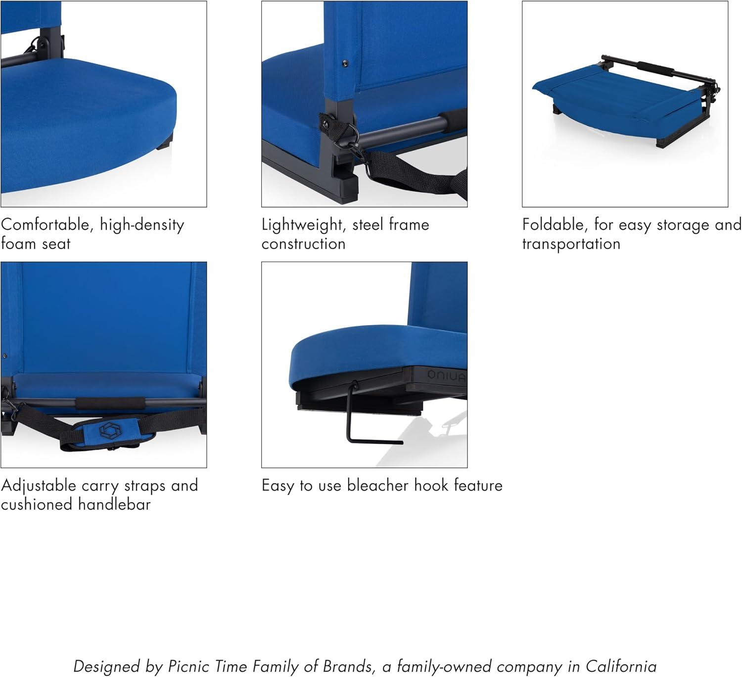image:imagePicnic TIME Gridiron Stadium Seat with Back Support Folding Bleacher Chairs with Back and Cushion Thick Padded Stadium Seat and Armrest with Carry Straps and Bleacher Hook Feature BlueBlue