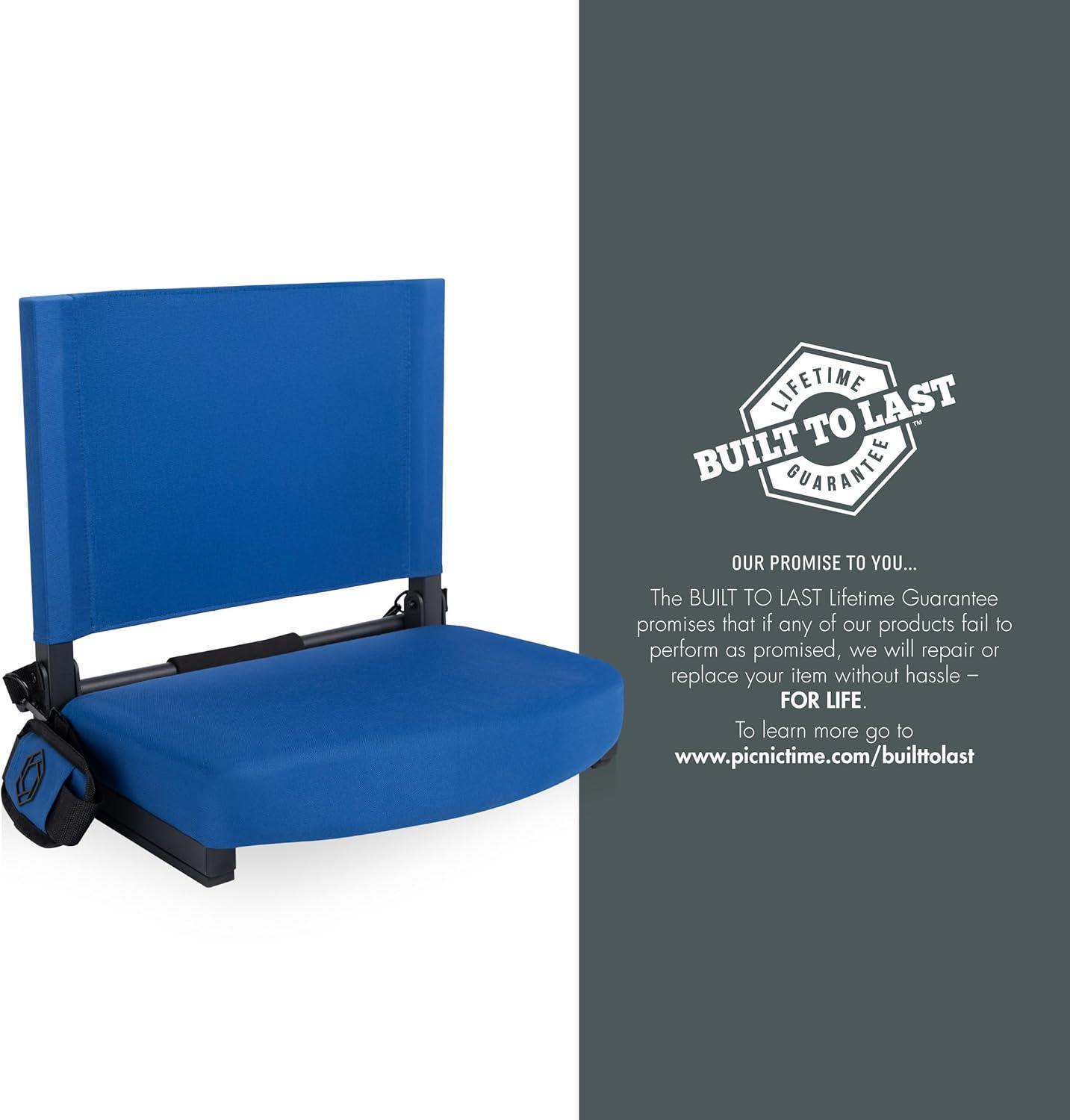 image:imagePicnic TIME Gridiron Stadium Seat with Back Support Folding Bleacher Chairs with Back and Cushion Thick Padded Stadium Seat and Armrest with Carry Straps and Bleacher Hook Feature BlueBlue