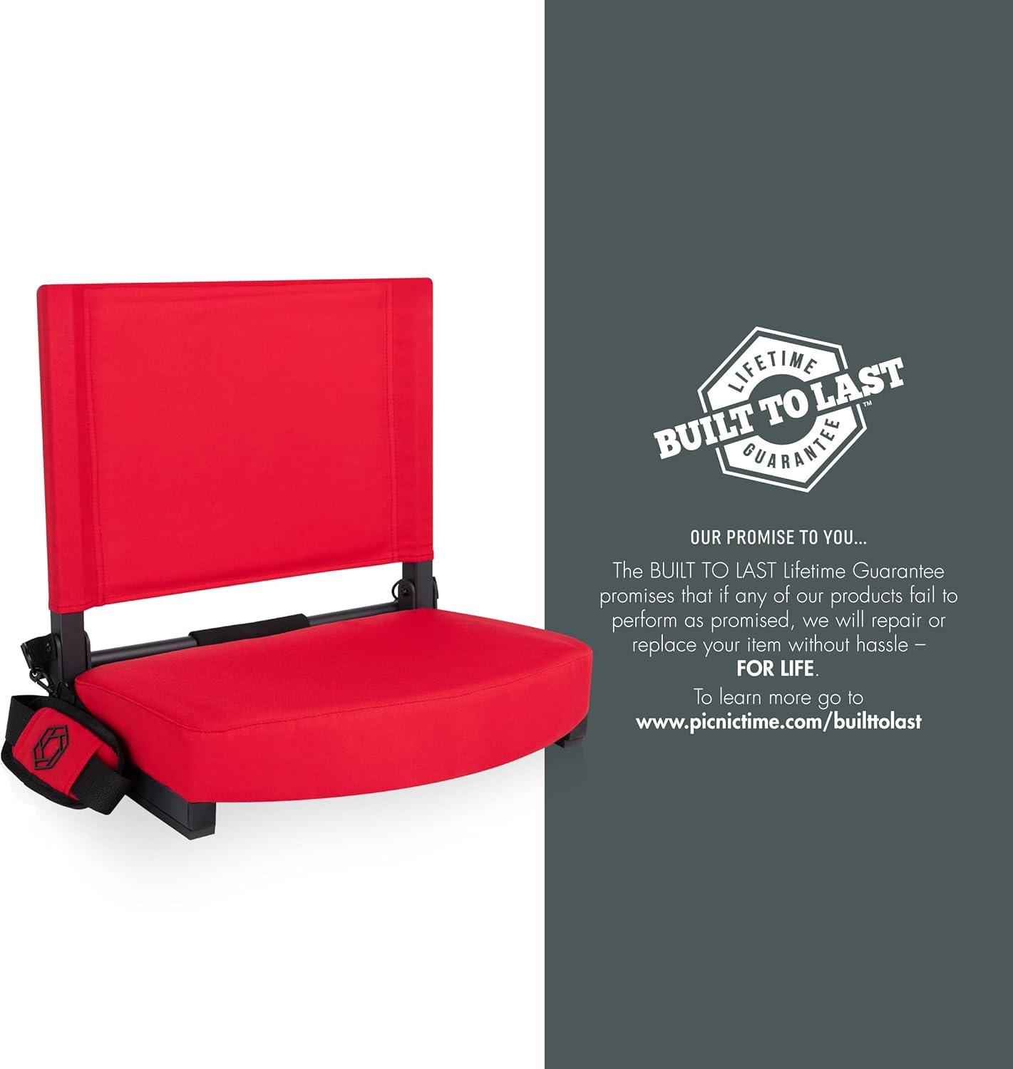 image:imagePicnic TIME Gridiron Stadium Seat with Back Support Folding Bleacher Chairs with Back and Cushion Thick Padded Stadium Seat and Armrest with Carry Straps and Bleacher Hook Feature BlueRed