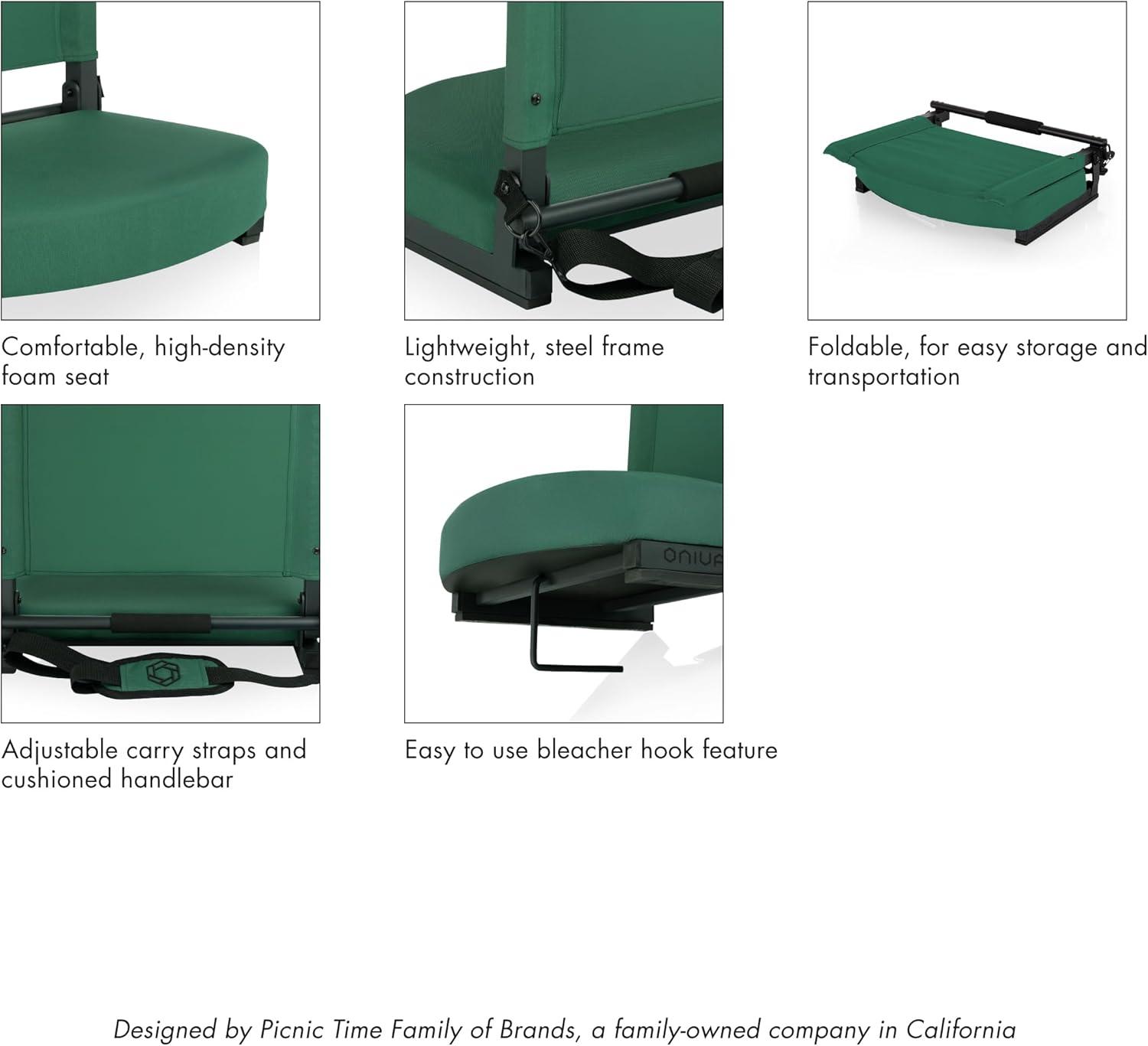 image:imagePicnic TIME Gridiron Stadium Seat with Back Support Folding Bleacher Chairs with Back and Cushion Thick Padded Stadium Seat and Armrest with Carry Straps and Bleacher Hook Feature BlueGreen