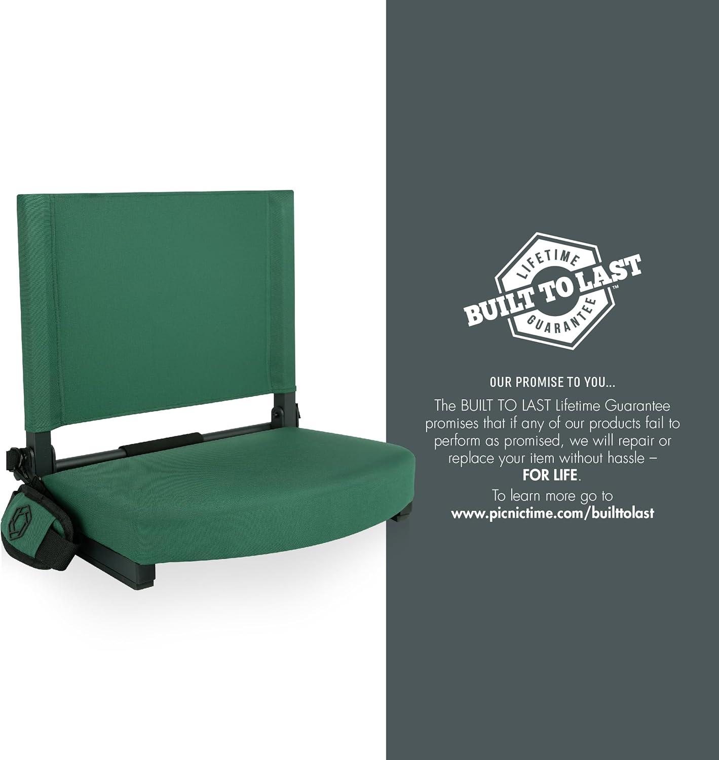 image:imagePicnic TIME Gridiron Stadium Seat with Back Support Folding Bleacher Chairs with Back and Cushion Thick Padded Stadium Seat and Armrest with Carry Straps and Bleacher Hook Feature BlueGreen