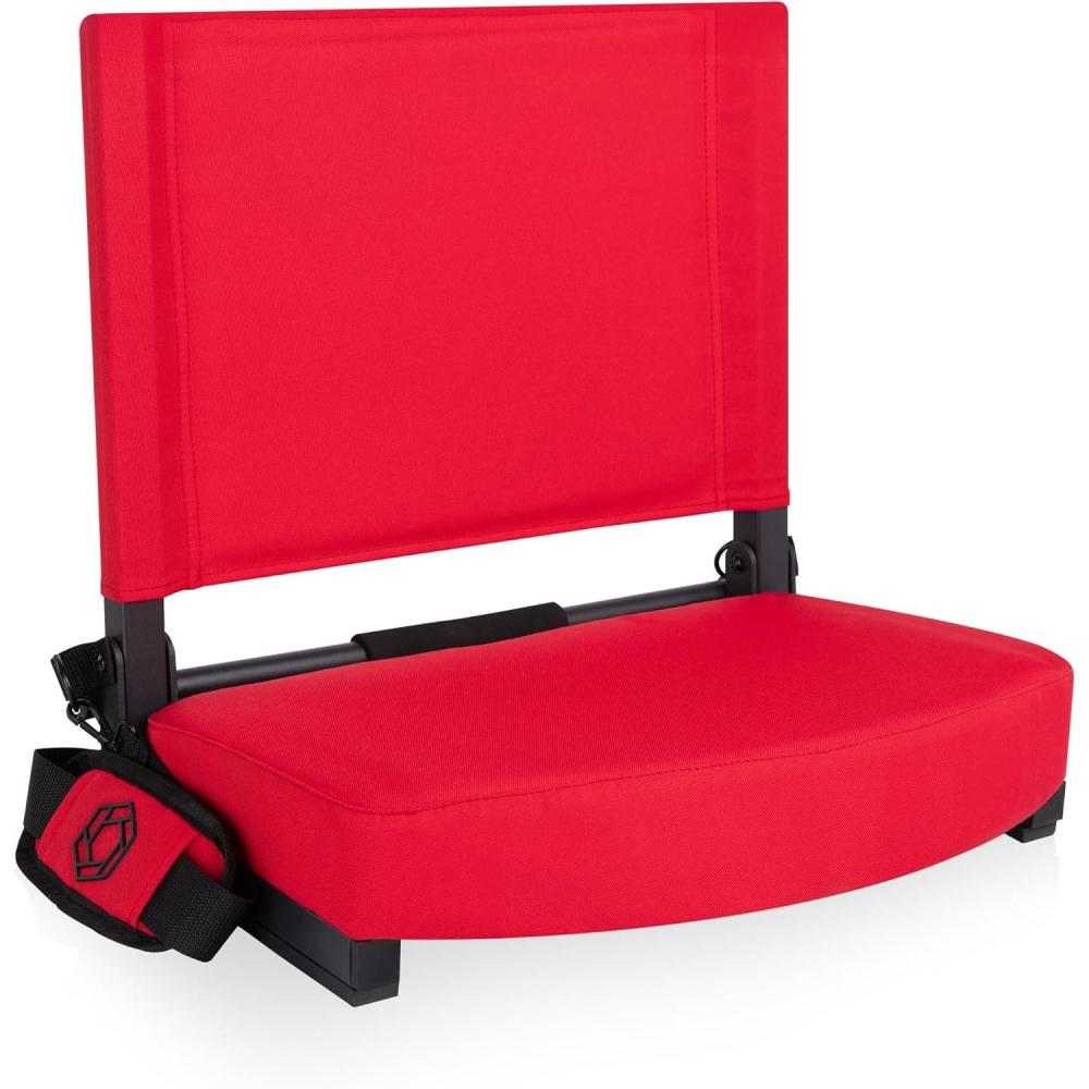 image:imagePicnic TIME Gridiron Stadium Seat with Back Support Folding Bleacher Chairs with Back and Cushion Thick Padded Stadium Seat and Armrest with Carry Straps and Bleacher Hook Feature BlueRed