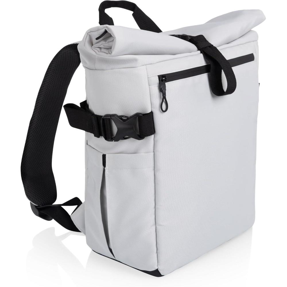 image:imagePicnic TIME Tarana RollTop Insulated Backpack Modern Backpack Cooler with 32Can Capacity Fully Insulated Outdoor Bag with Water Resistant Interior Pockets Straps Halo GrayHalo Gray