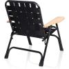 PICNIC TIME Lux Woven Camp Chair, 250 lbs Capacity Outdoor Folding Camping Chair for Adults with Cupholder, Rust-Free Lightweight Aluminum Frame, and Sturdy Webbing Design for Comfort (Black)