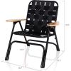 PICNIC TIME Lux Woven Camp Chair, 250 lbs Capacity Outdoor Folding Camping Chair for Adults with Cupholder, Rust-Free Lightweight Aluminum Frame, and Sturdy Webbing Design for Comfort (Black)