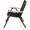 PICNIC TIME Lux Woven Camp Chair, 250 lbs Capacity Outdoor Folding Camping Chair for Adults with Cupholder, Rust-Free Lightweight Aluminum Frame, and Sturdy Webbing Design for Comfort (Black)