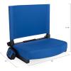 Picnic TIME Gridiron Stadium Seat with Back Support, Folding Bleacher Chairs with Back and Cushion, Thick Padded Stadium Seat and Armrest with Carry Straps, and Bleacher Hook Feature, (Blue)(Blue)