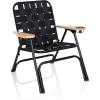 PICNIC TIME Lux Woven Camp Chair, 250 lbs Capacity Outdoor Folding Camping Chair for Adults with Cupholder, Rust-Free Lightweight Aluminum Frame, and Sturdy Webbing Design for Comfort (Black)