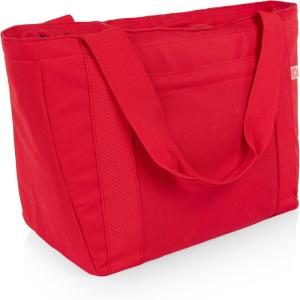 PICNIC TIME Topanga Cooler 2.0 Tote Bag, Versatile Insulated Cooler Bag with 24-Can Capacity, Soft Insulated Tote with Water-Resistant Interior Liner, Long Straps, and Exterior Pocket, (Black)(Red)