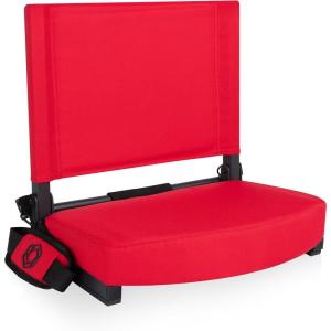 Picnic TIME Gridiron Stadium Seat with Back Support, Folding Bleacher Chairs with Back and Cushion, Thick Padded Stadium Seat and Armrest with Carry Straps, and Bleacher Hook Feature, (Blue)(Red)
