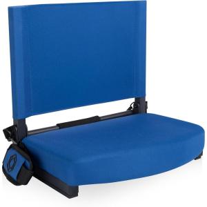 Picnic TIME Gridiron Stadium Seat with Back Support, Folding Bleacher Chairs with Back and Cushion, Thick Padded Stadium Seat and Armrest with Carry Straps, and Bleacher Hook Feature, (Blue)(Blue)