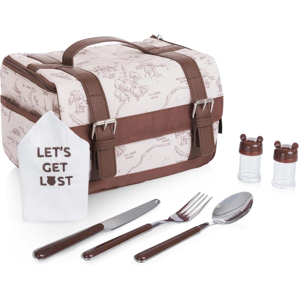 image:imagePicnic TIME Disney Winnie The Pooh Insulated Lunch Bag Reusable Soft Lunch Tote with Picnic Set Portable Lunch Box for Work Commute Travel Winnie The Pooh PatternDisney Winnie the Pooh Beige