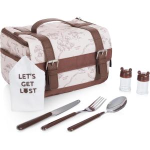 Picnic TIME Disney Winnie The Pooh Insulated Lunch Bag, Reusable Soft Lunch Tote with Picnic Set, Portable Lunch Box for Work, Commute Travel, (Winnie The Pooh Pattern)(Disney Winnie the Pooh – Beige)