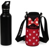 Picnic TIME Disney Shorts Bottle Cooler Tote, Insulated Water Bottle Holder with Adjustable Shoulder Strap for Travel Picnic Theme Parks, Fits 20 to 26 oz Bottles(Disney Minnie Mouse – Black with Red Pattern)
