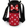 Picnic TIME Disney Shorts Bottle Cooler Tote, Insulated Water Bottle Holder with Adjustable Shoulder Strap for Travel Picnic Theme Parks, Fits 20 to 26 oz Bottles(Disney Minnie Mouse – Black with Red Pattern)