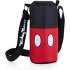 Picnic TIME Disney Shorts Bottle Cooler Tote, Insulated Water Bottle Holder with Adjustable Shoulder Strap for Travel Picnic Theme Parks, Fits 20 to 26 oz Bottles(Disney Mickey Mouse – Black with Red Pattern)